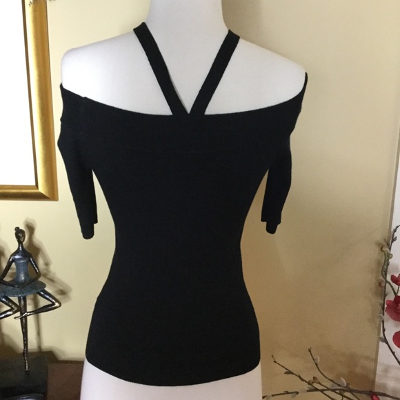EXPRESS Cold Shoulder Black Knit Top NWT - Picture 2 of 6
